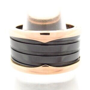 Bvlgari B-zero1 Ring 345857 18K Rose Gold Black Ceramic